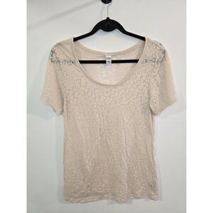 Kavio Sheer Leopard Burnout Tee Large Y2K Minimal Soft Girl Coquette Layering